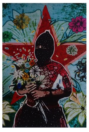 Impresión 7, Zapatista con flores | Dyg'nojoch
